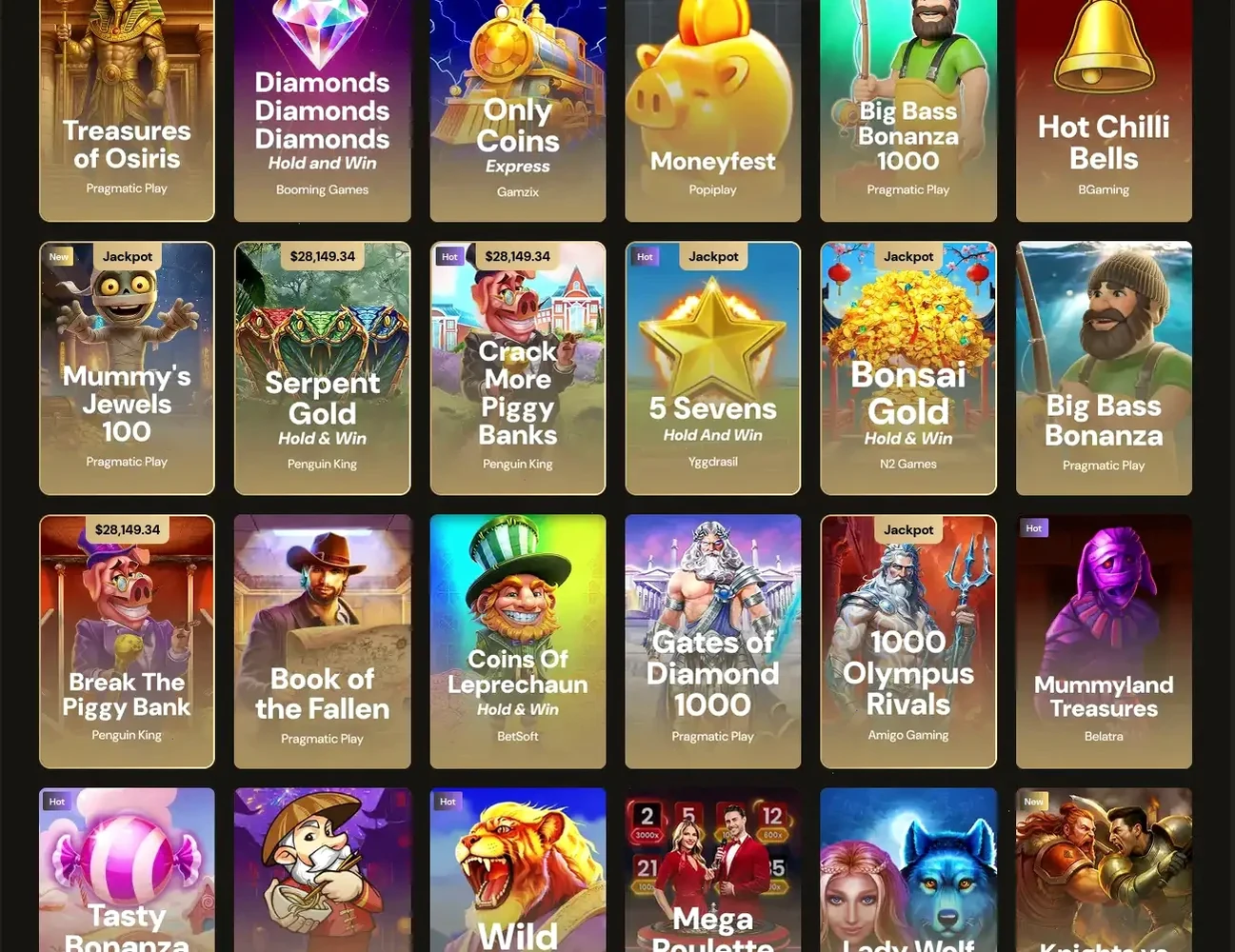 Gofish Casino Spielauswahl